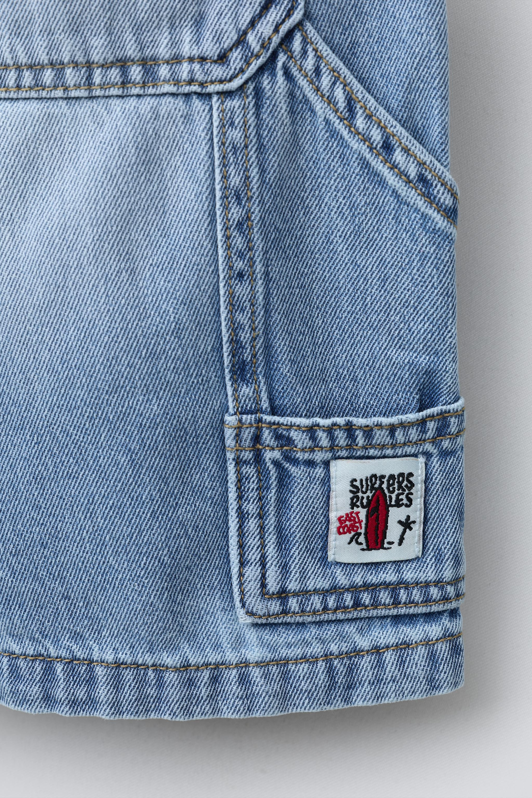 Denim shorts with elastic waistband. Front pockets, patch pockets on back and sides. | Zara US