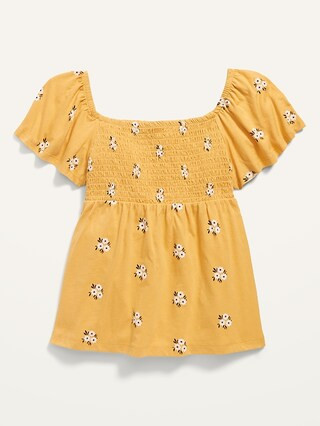 Printed Flutter-Sleeve Smocked Swing Top for Girls | Old Navy (US)