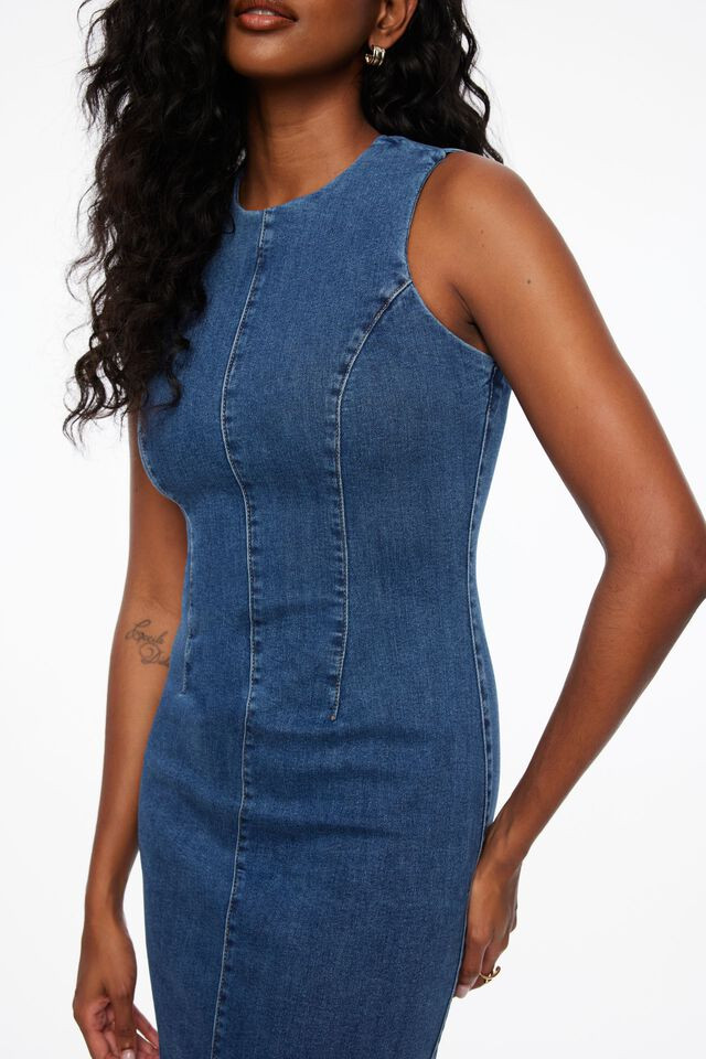 Crewneck Denim Maxi Dress | Dynamite Clothing
