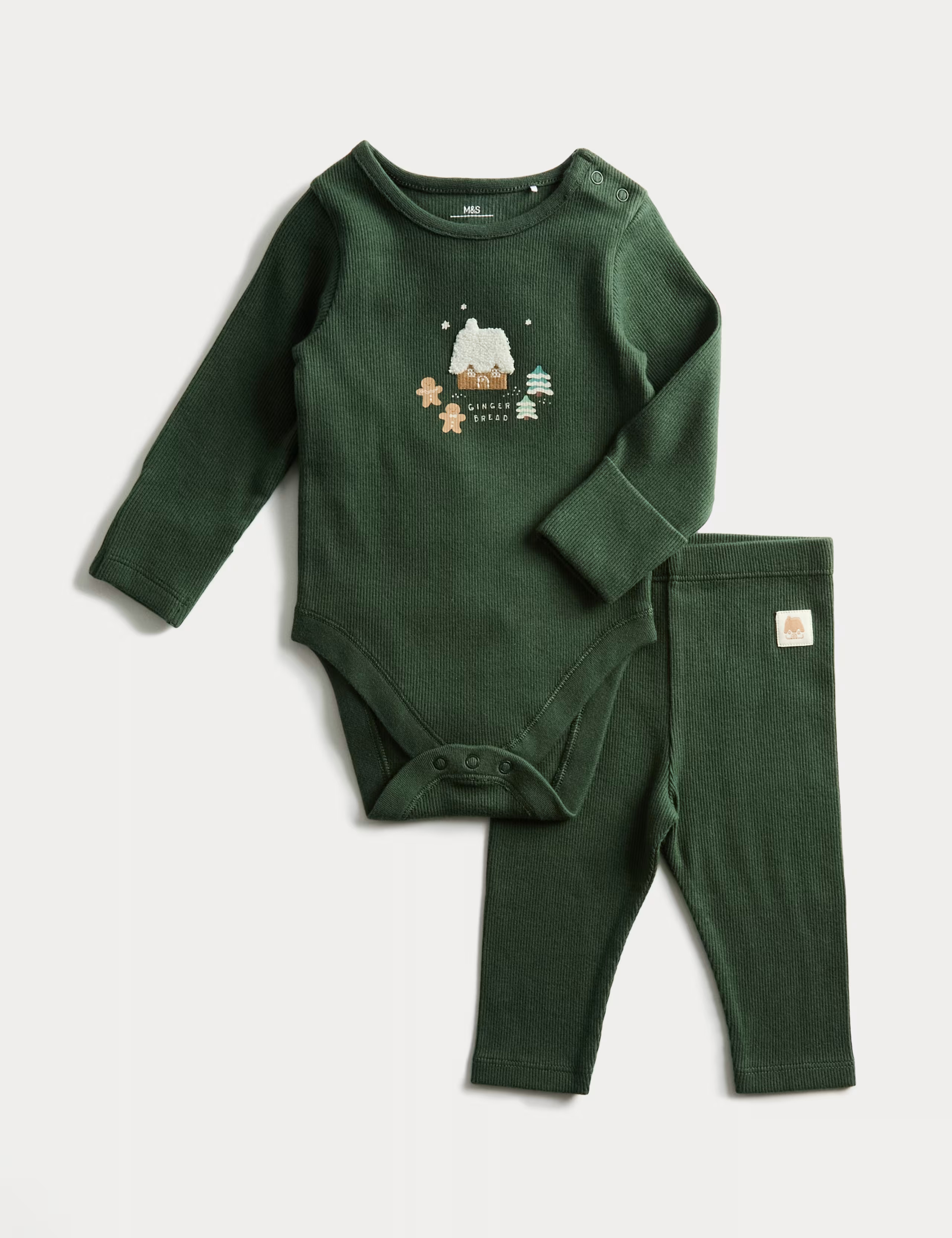 2pc Cotton Rich Gingerbread Bodysuit Outfit (0-12 Mths) | M&S | M&S | Marks & Spencer (UK)
