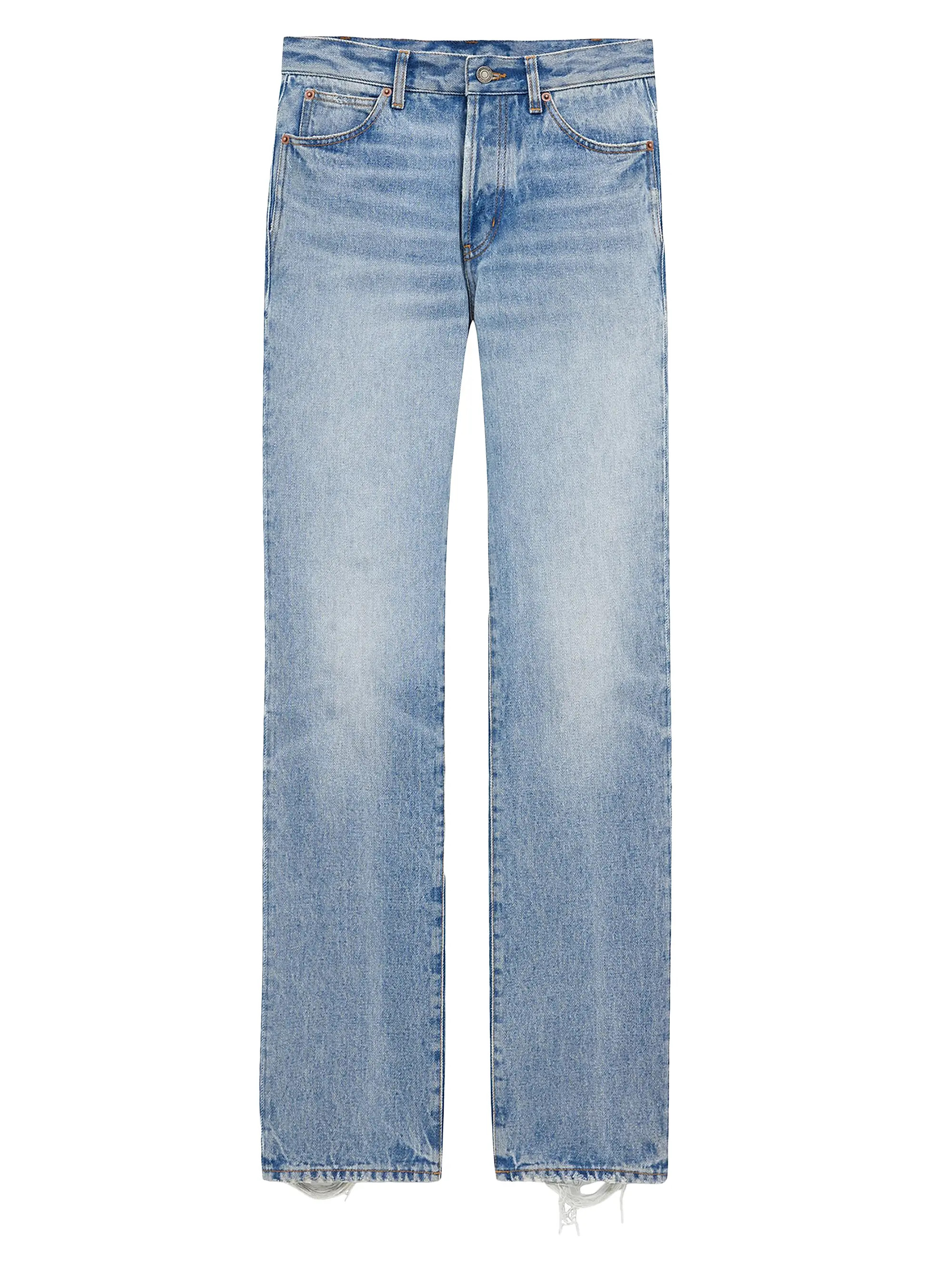 Low-Rise Jeans in Sicily Denim | Saks Fifth Avenue