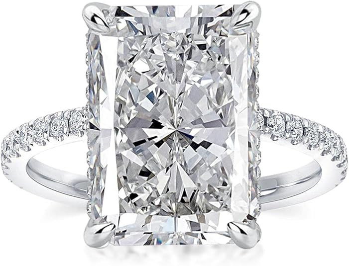 3.5/7.0ct Radiant Cut Engagement Ring for Women,Cubic Zirconia Promise Ring in 925 Sterling Silve... | Amazon (US)