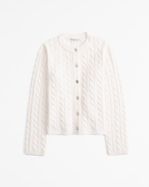 Women's Cable Crew Cardigan | Women's Tops | Abercrombie.com | Abercrombie & Fitch (UK)
