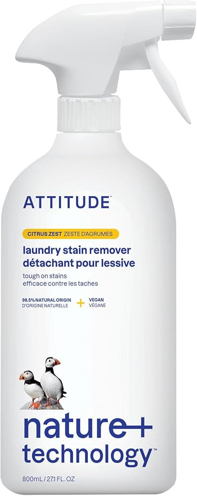 ATTITUDE Stain Remover Spray for Laundry, Removes Odors & Stains, Plant-Based & Vegan, Citrus Zes... | Amazon (US)