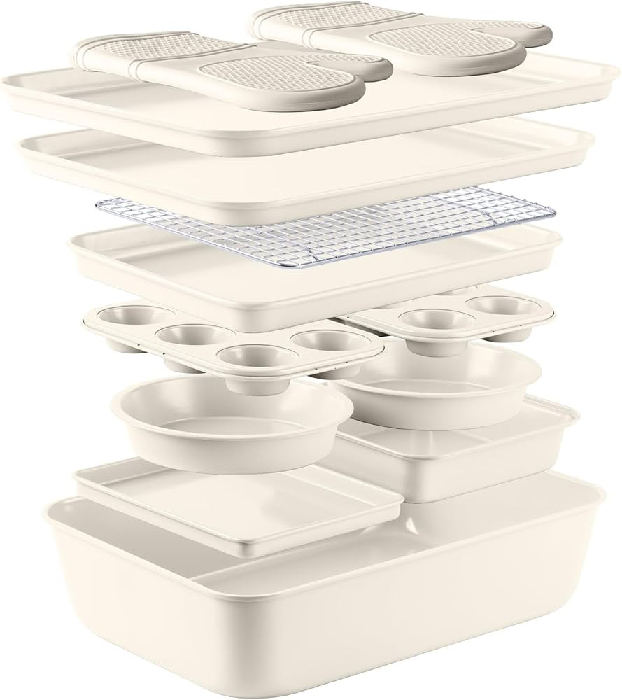 Country Kitchen Nonstick Stackable Bakeware Set - Deluxe Heavy Duty, Durable, Easy Release Baking... | Amazon (US)