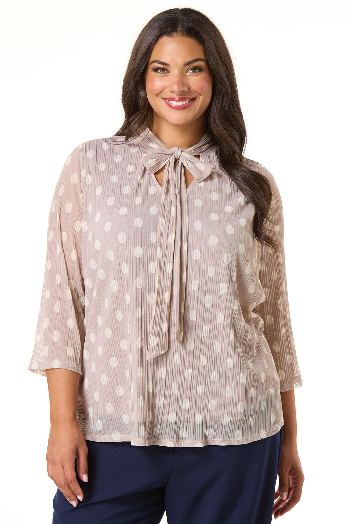 Plus Size Mesh Polka Dot Top | Cato Fashions