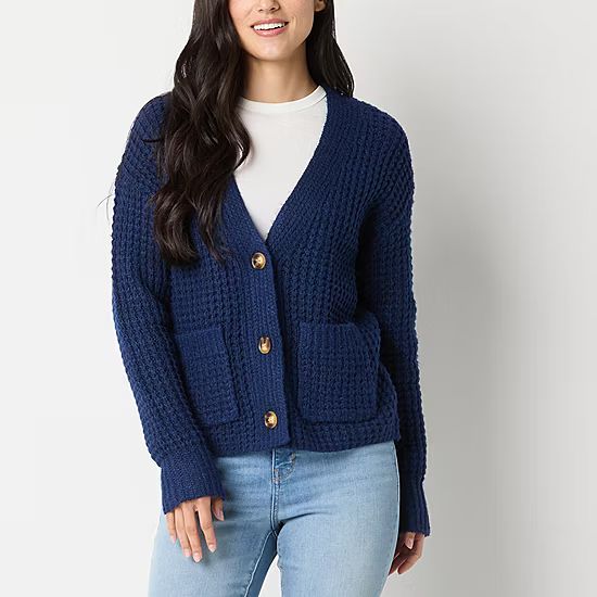 a.n.a Womens V Neck Long Sleeve Button Cardigan | JCPenney