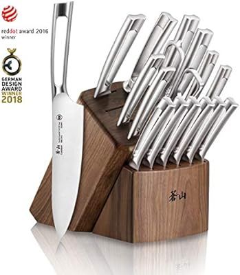 Cangshan TN1 Series 1021974 Swedish Sandvik 14C28N Steel Forged 17-Piece Knife Block Set, Walnut | Amazon (US)