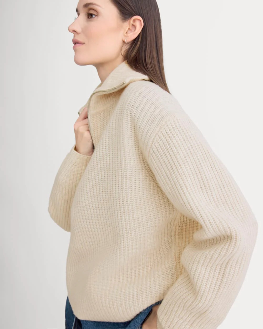 The Half-Zip Sweater in Luxe Merino | Heather Soft Taupe | Everlane