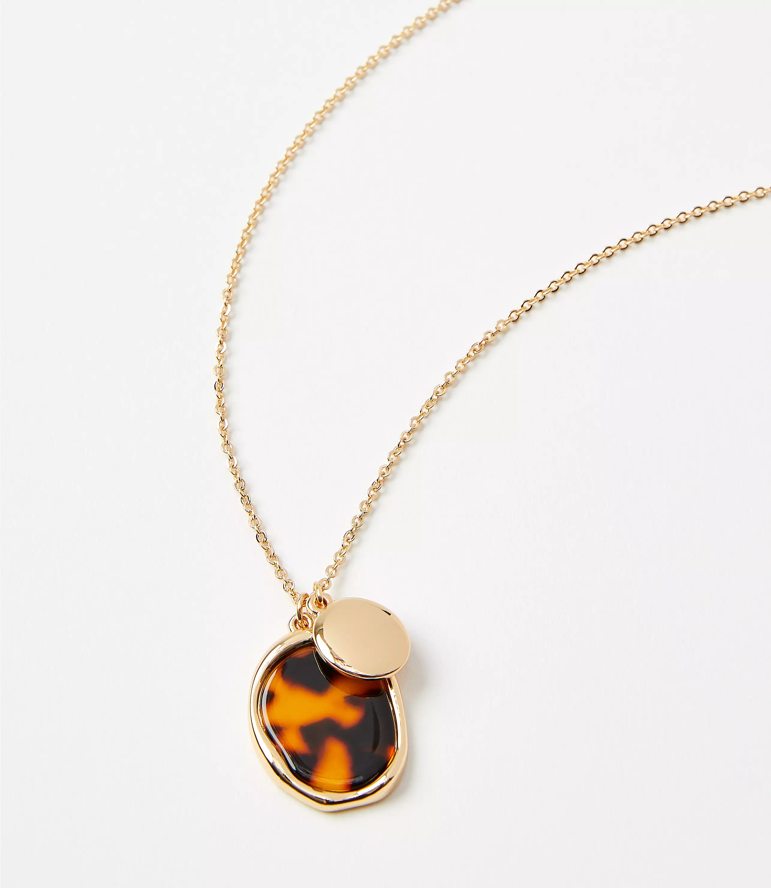 Tortoiseshell Print Molded Pendant Necklace | LOFT