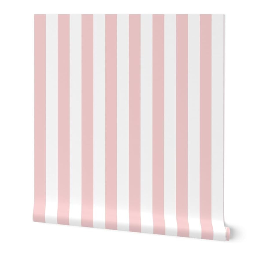 Peel & Stick Wallpaper 3ft x 2ft - Bold Stripe Dogwood Vertical Stripes Pink White Geometric Cust... | Amazon (US)