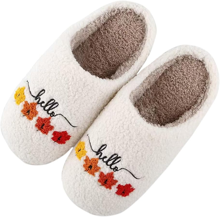 Hello Fall Slippers for Women Man Hello Autumn Slipper for Women Memory Foam House Home Winter Sh... | Amazon (US)
