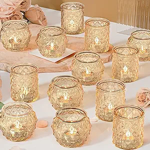 36pcs Gold Votive Candle Holders for Table Centerpiece, Glass Tea Light Candle Holder Set for Wed... | Amazon (US)