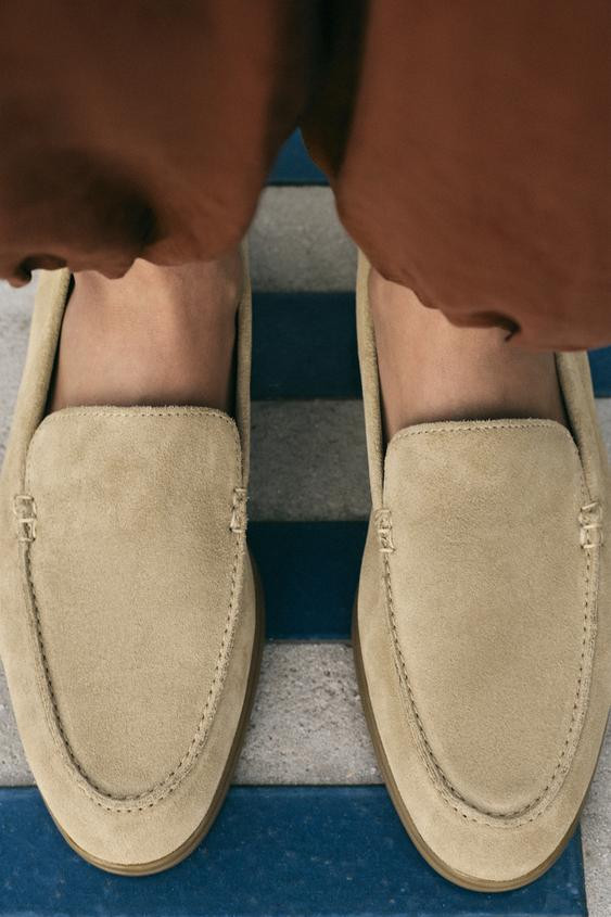 Zara - Split Suede Loafers - Ice - 5 - Woman | Zara Canada