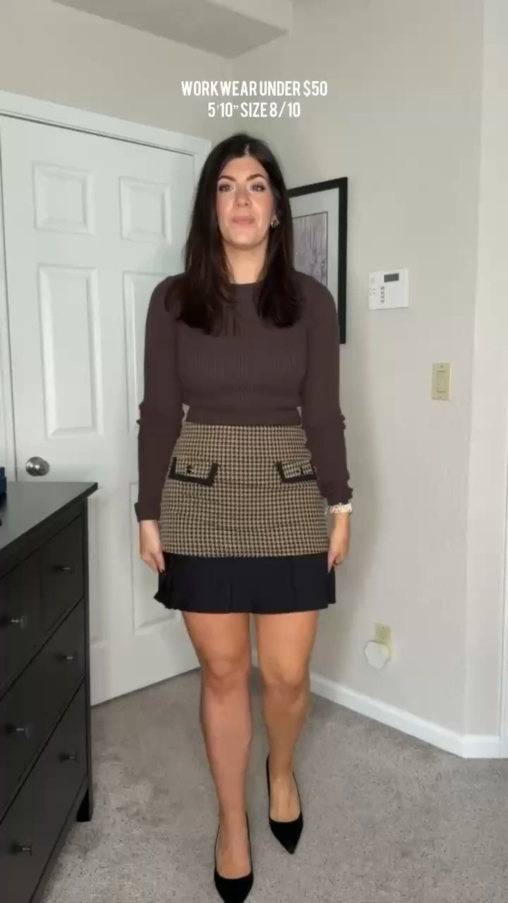 Workwear finds under $50 In a medium tall ribbed knit In a large tweed skirt

midsize workwear, fall workwear, office outfit, business casual outfits, chic office looks, professional style, midsize fashion inspo, everyday work outfits, fall office outfit, affordable workwear, work to weekend looks, affordable workwear, brown, trending 

#LTKMidsize #LTKSeasonal #LTKWorkwear