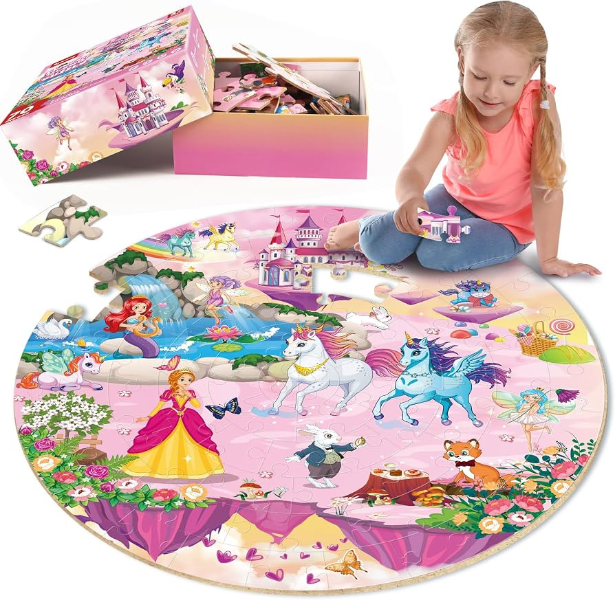 SYNARRY Unicorn Princess Mermaid Fairy Floor Puzzles for Kids Ages 3-5 | Amazon (US)