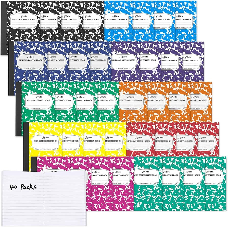 Composition Notebooks Bulk, 40 Packs 3.25 x 4.5 inch Mini Pocket Notebooks Narrow Ruled, 10 Assor... | Amazon (US)