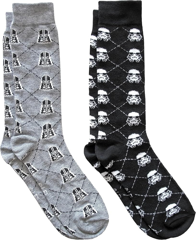 Hyp Star Wars Darth Vader/Stormtrooper Argyle Men's Crew Socks 2 Pair Pack Shoe Size 6-12 | Amazon (US)