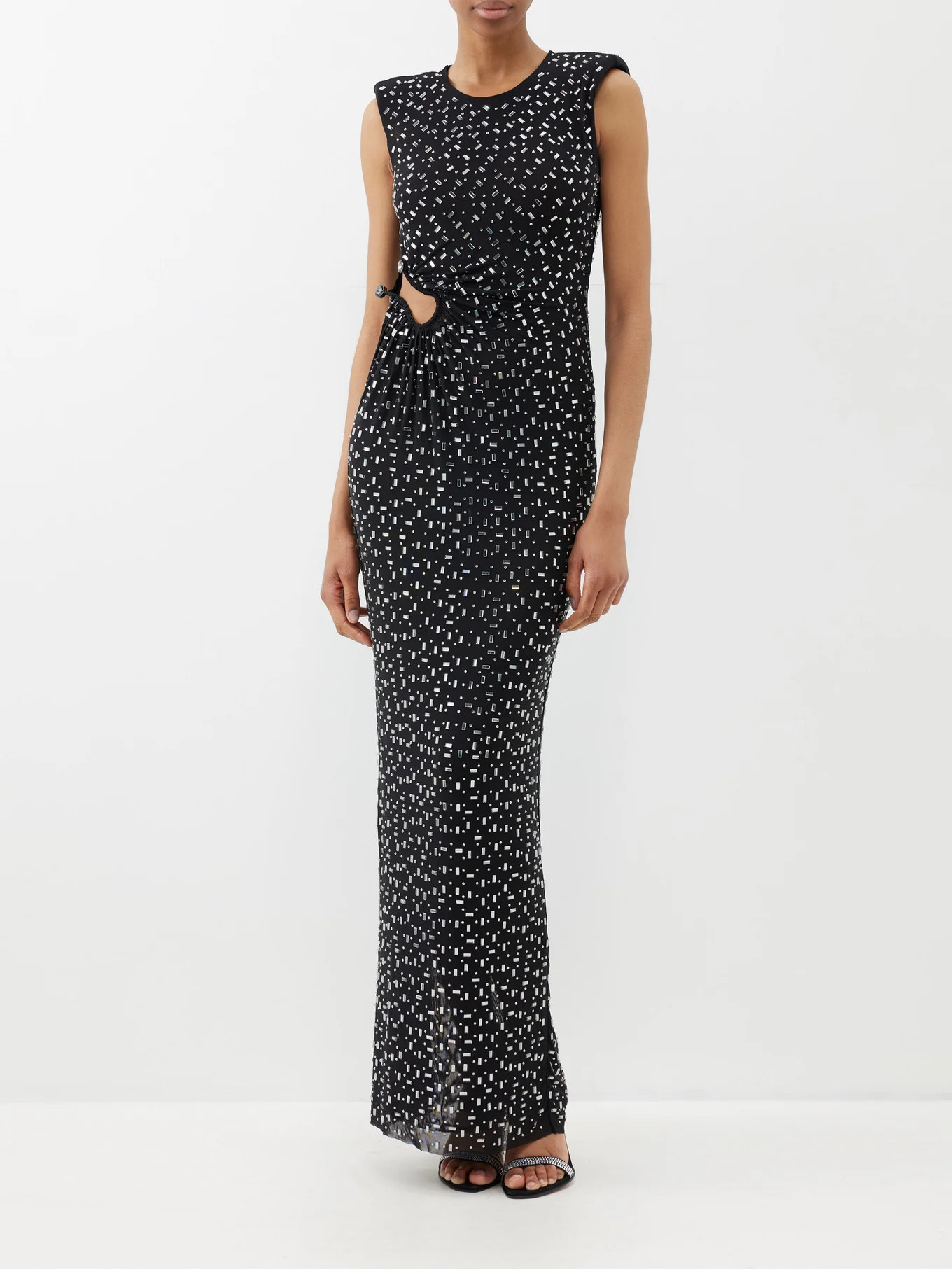 Square crystal-embellished mesh gown | Matches (UK)