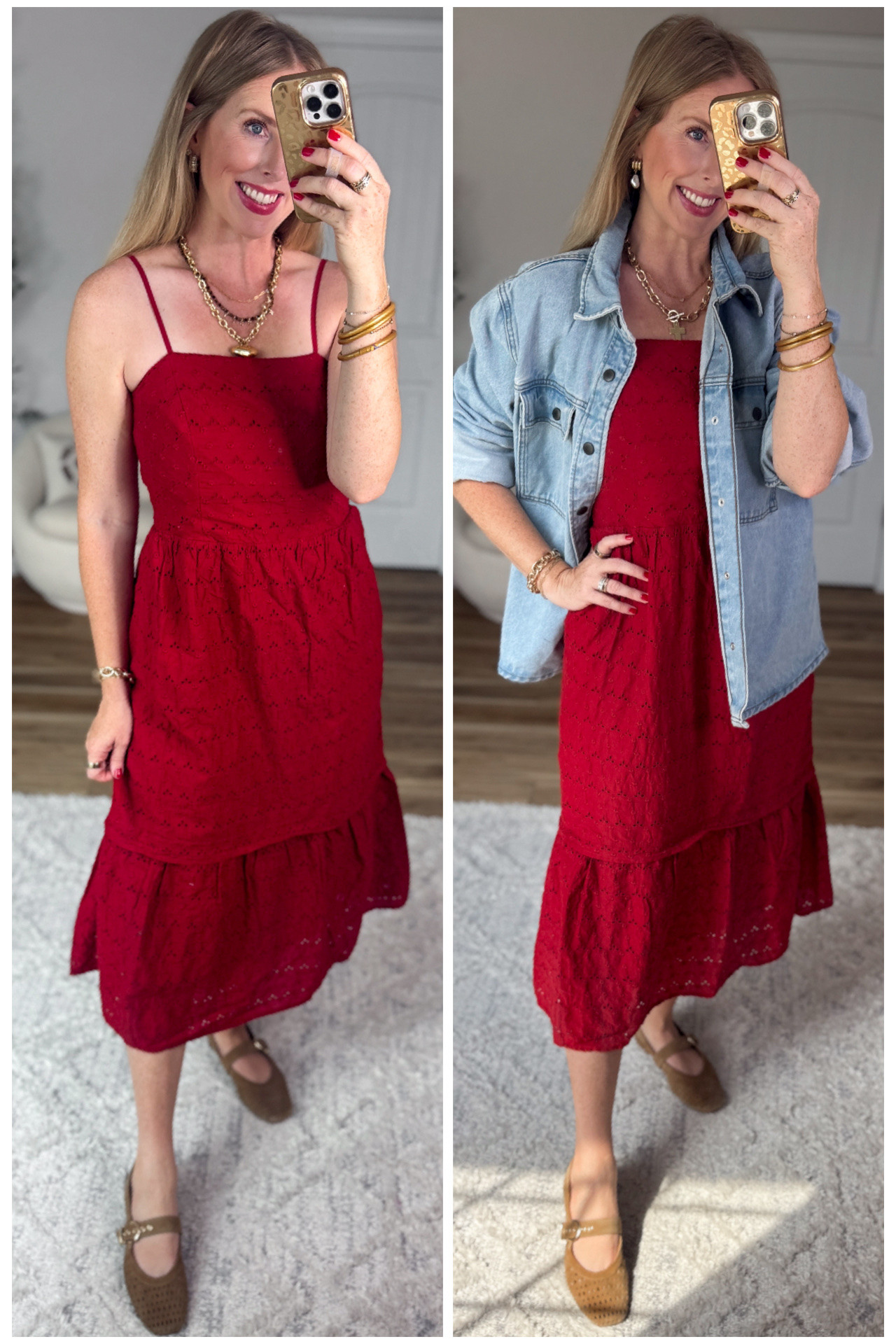 2 ways to style this red eyelet midi dress from Walmart!

#LTKootd
