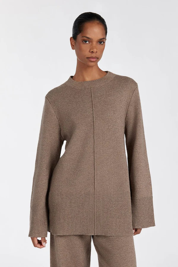 CLEMENCE CHOC MARLE KNIT JUMPER | DISSH