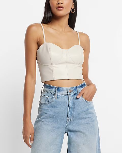 Body Contour Faux Leather Corset Cropped Top | Express