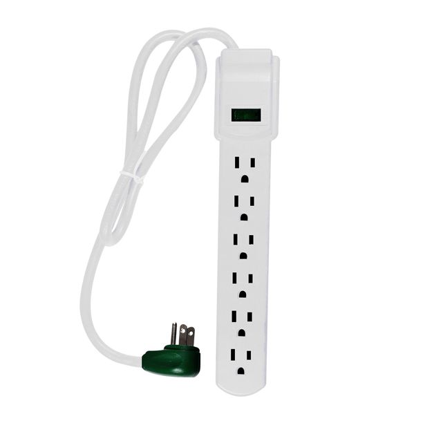 GoGreen Power 6 Outlet Surge Protector, 16103MS 2.5' cord, White | Walmart (US)