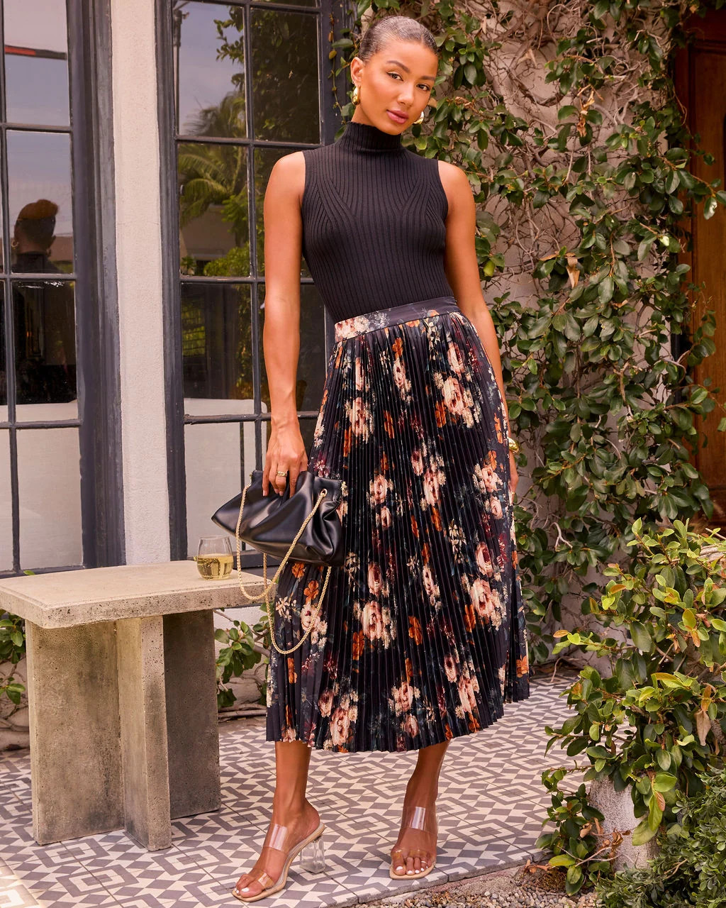 Dearest Bloom Plisse Midi Skirt | VICI