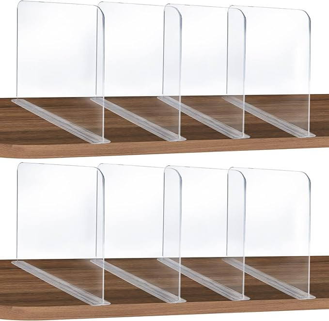 ROUFA 8 Pack Acrylic Shelf Dividers for Closet Wood Shelf Organizer,Multi-Functional Wood Closet ... | Amazon (US)