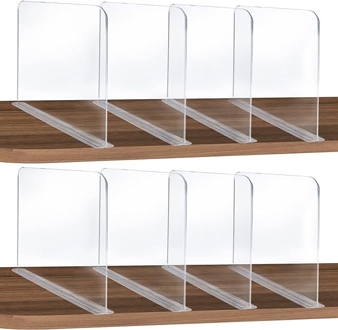 8Pcs Clear Acrylic Shelf Dividers, Adjustable Closet Organizer Fit for Any Thickness of Shelves, ... | Amazon (US)