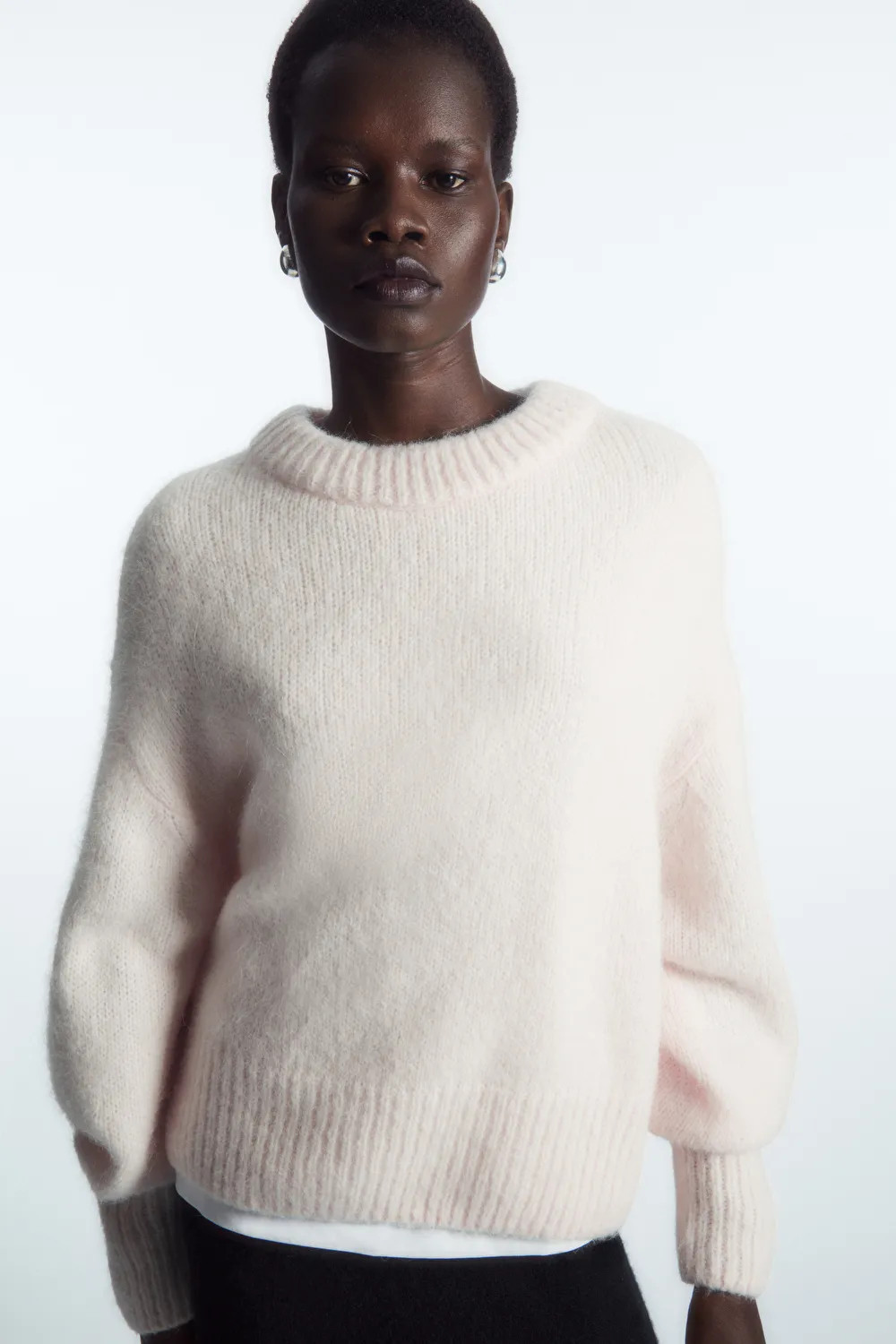 ALPACA-BLEND CREW-NECK JUMPER - White - COS | COS UK