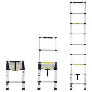 Telescoping Ladder, Non-Slip Feet, 8.5 ft. Aluminum Extension Ladder 8.5 ft. 375 lbs. Collapsible | The Home Depot
