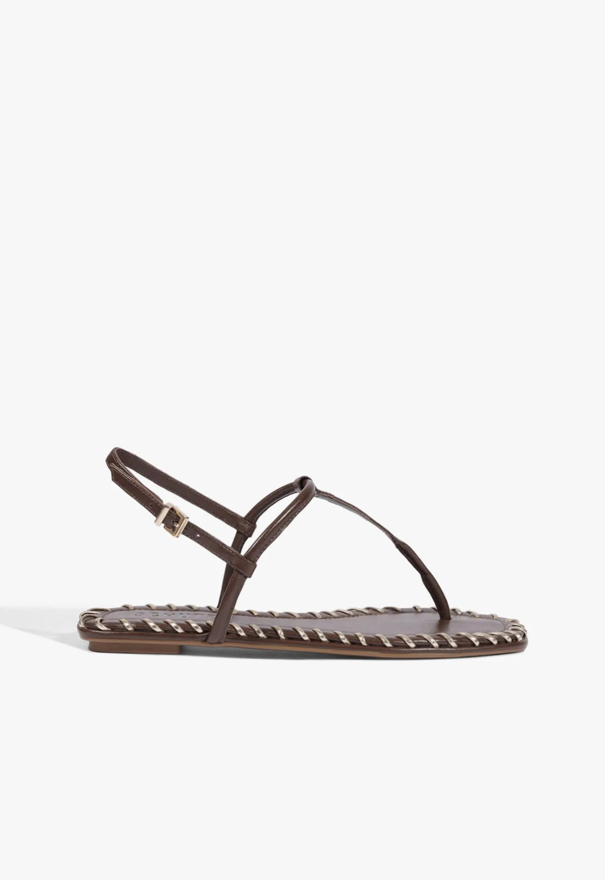 Elsha Sewing Brown Flat Sandal | Schutz (US)