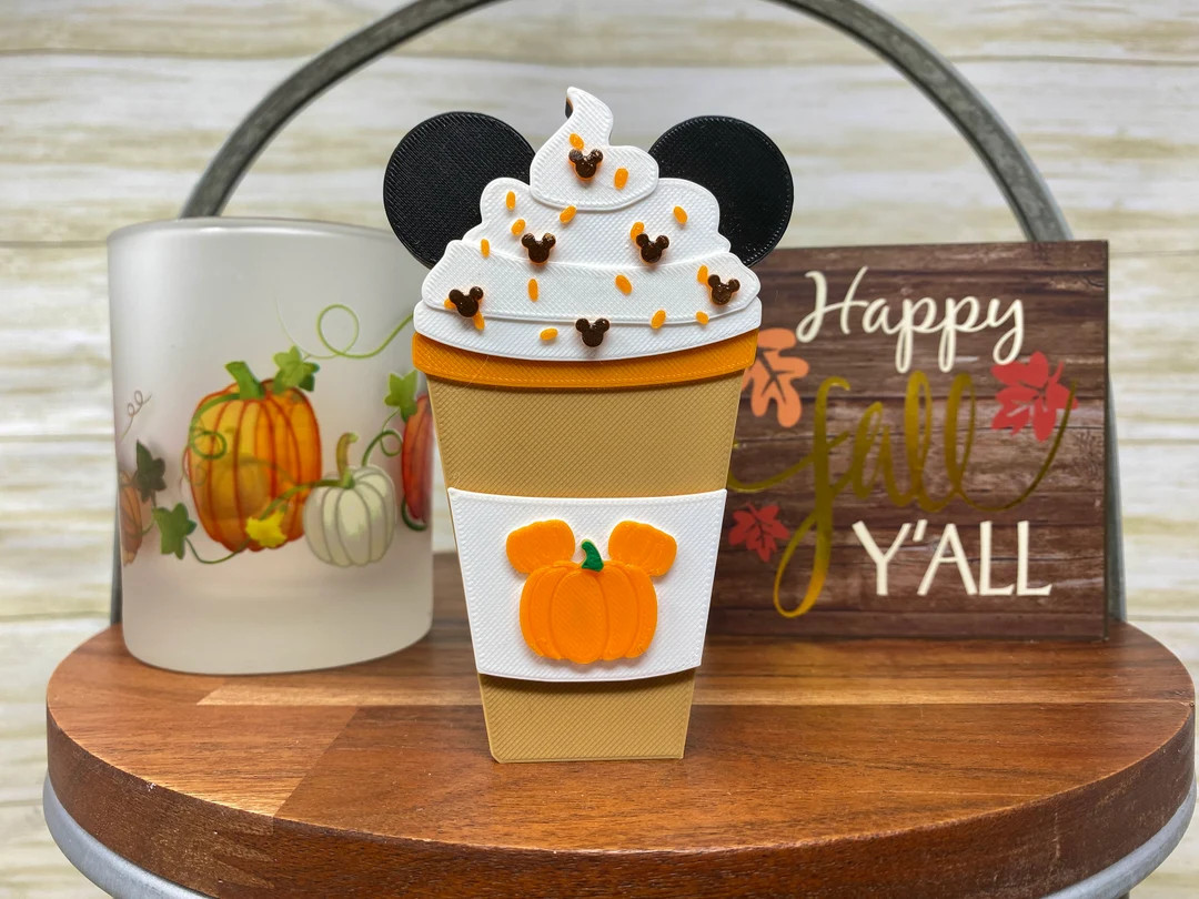 Mickey Pumpkin Spice Latte Tray Trinket disney Fall Tiered Tray Decor, Autumn, Thanksgiving, Disn... | Etsy (US)