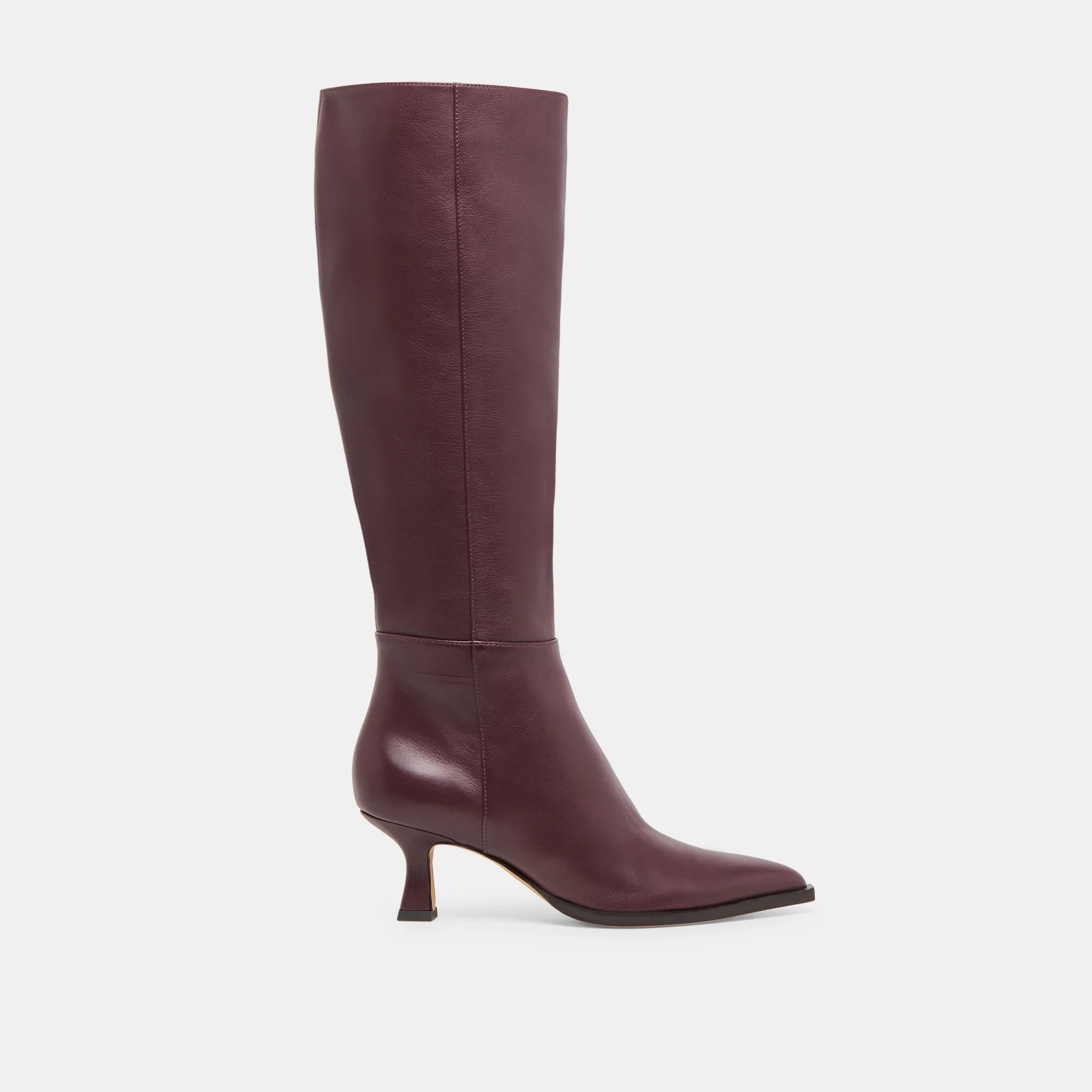 Auggie Wide Calf Boots Wine Leather | DolceVita.com