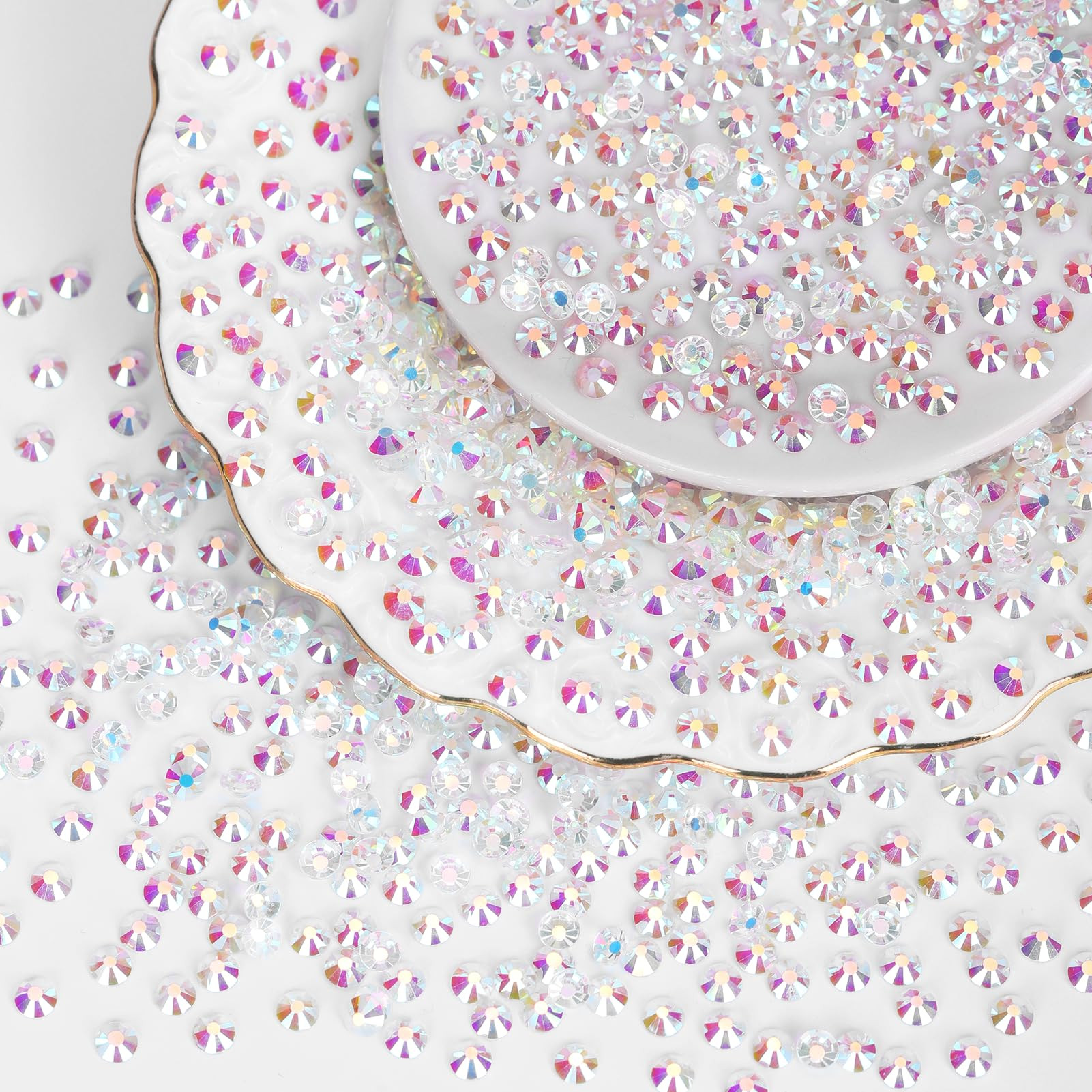 10000PCS Transparent AB Rhinestones Bulk, Flat Back Crystal Glass Stone Round Gems,SS10, 2.7-2.9mm | Amazon (US)