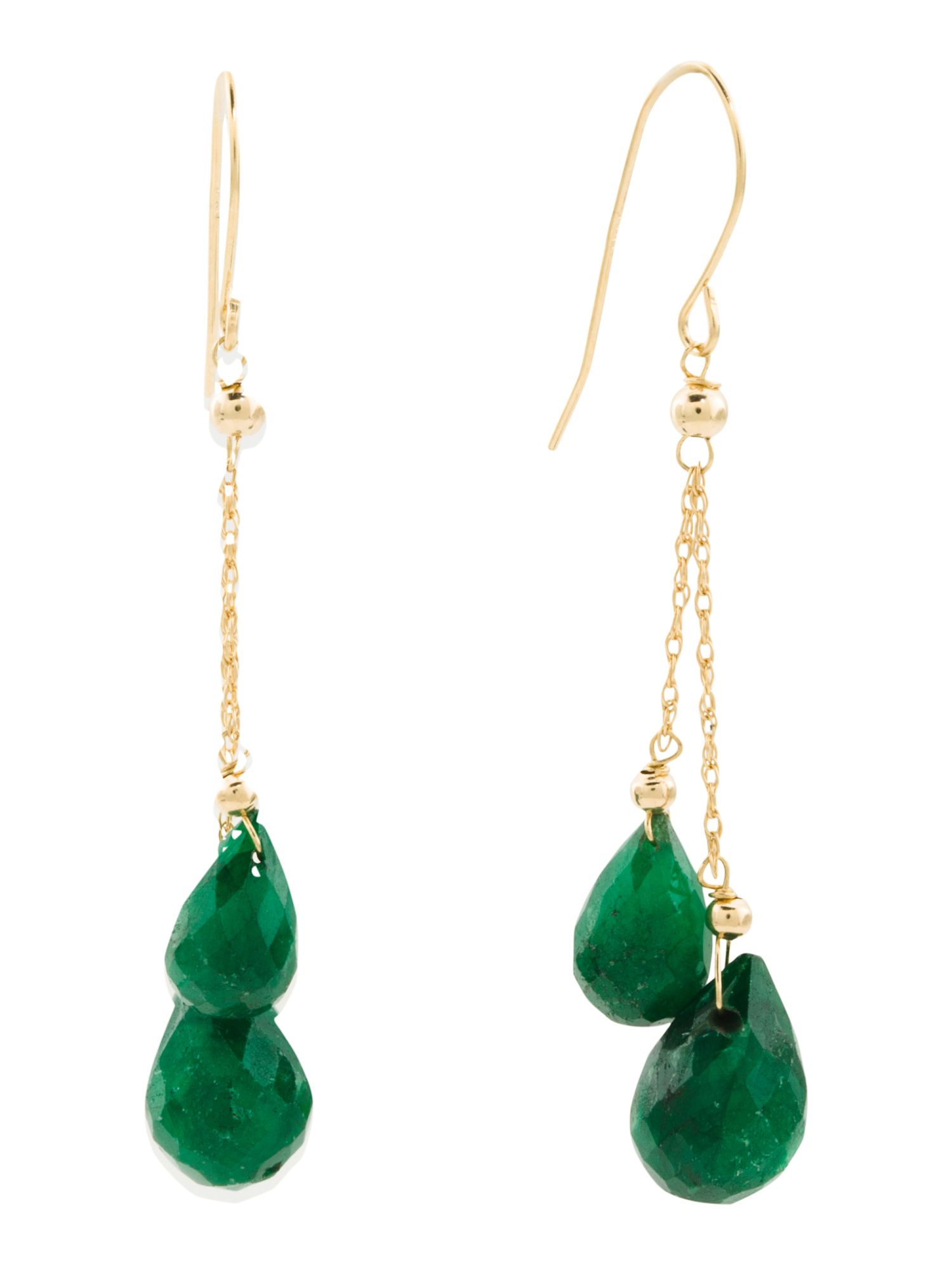 Made In Usa 14kt Emerald Drop Dangle Earrings | TJ Maxx