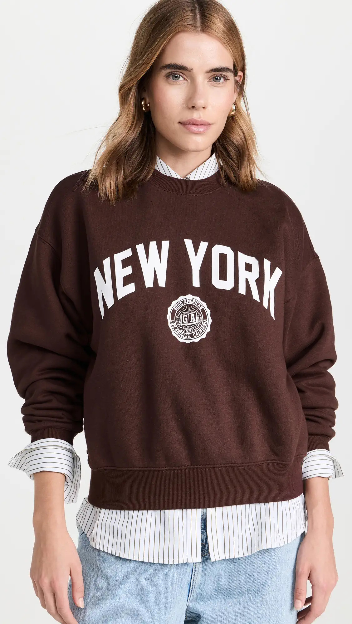 Good American Brushed Fleece Graphic Crew Sweatshirt New York | Shopbop | Shopbop