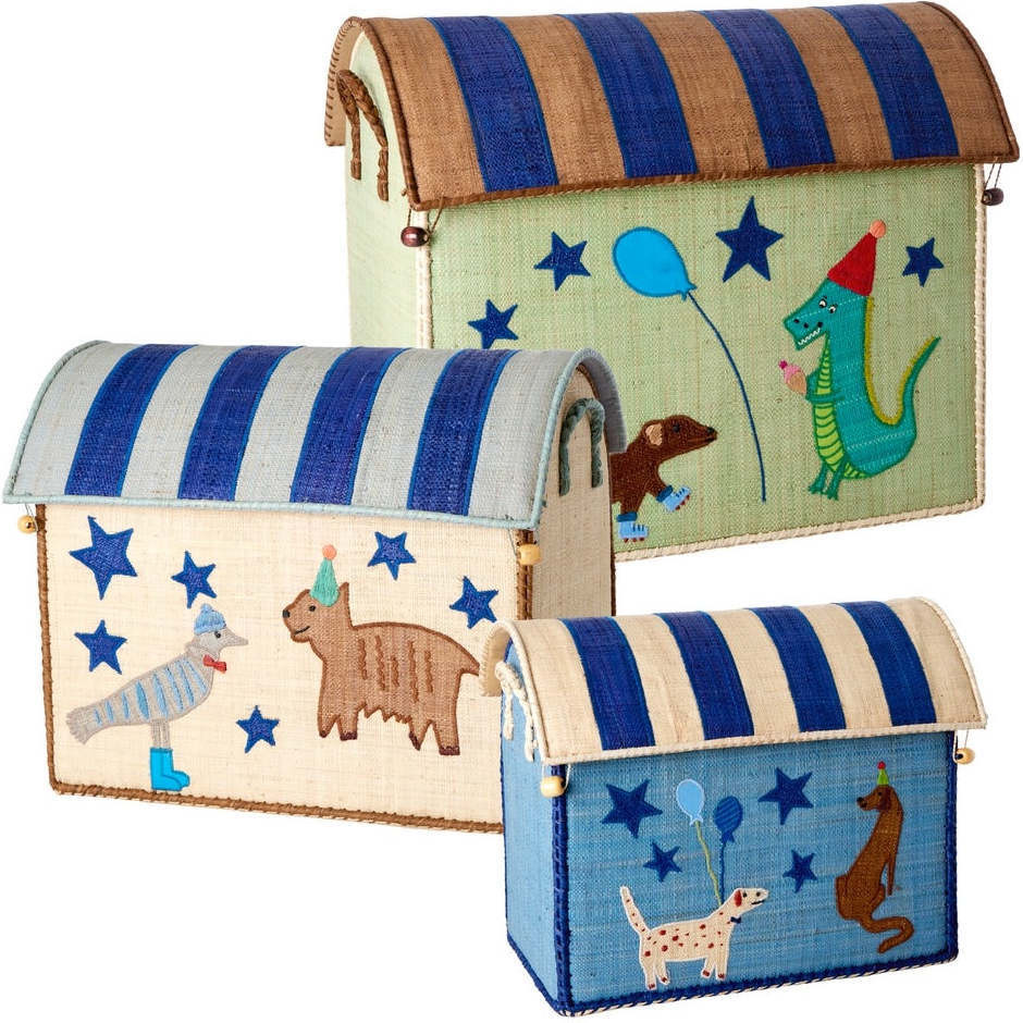 Raffia Themed Storage Baskets Set, Green Party Animal (Set Of 3) | Maisonette