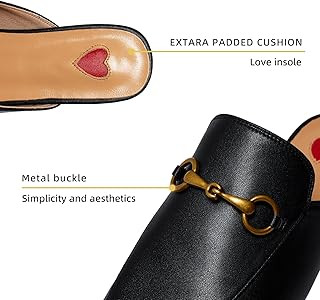 Vertundy Women's Mules Low Heel Flats Leather Slip On Backless Sandals for Girls Lady Work Slides | Amazon (US)