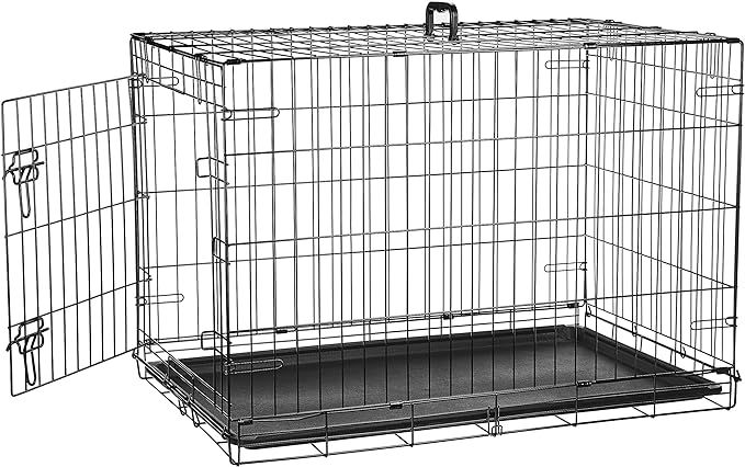AmazonBasics Single-Door & Double-Door Folding Metal Dog or Pet Crate Kennel with Tray | Amazon (US)