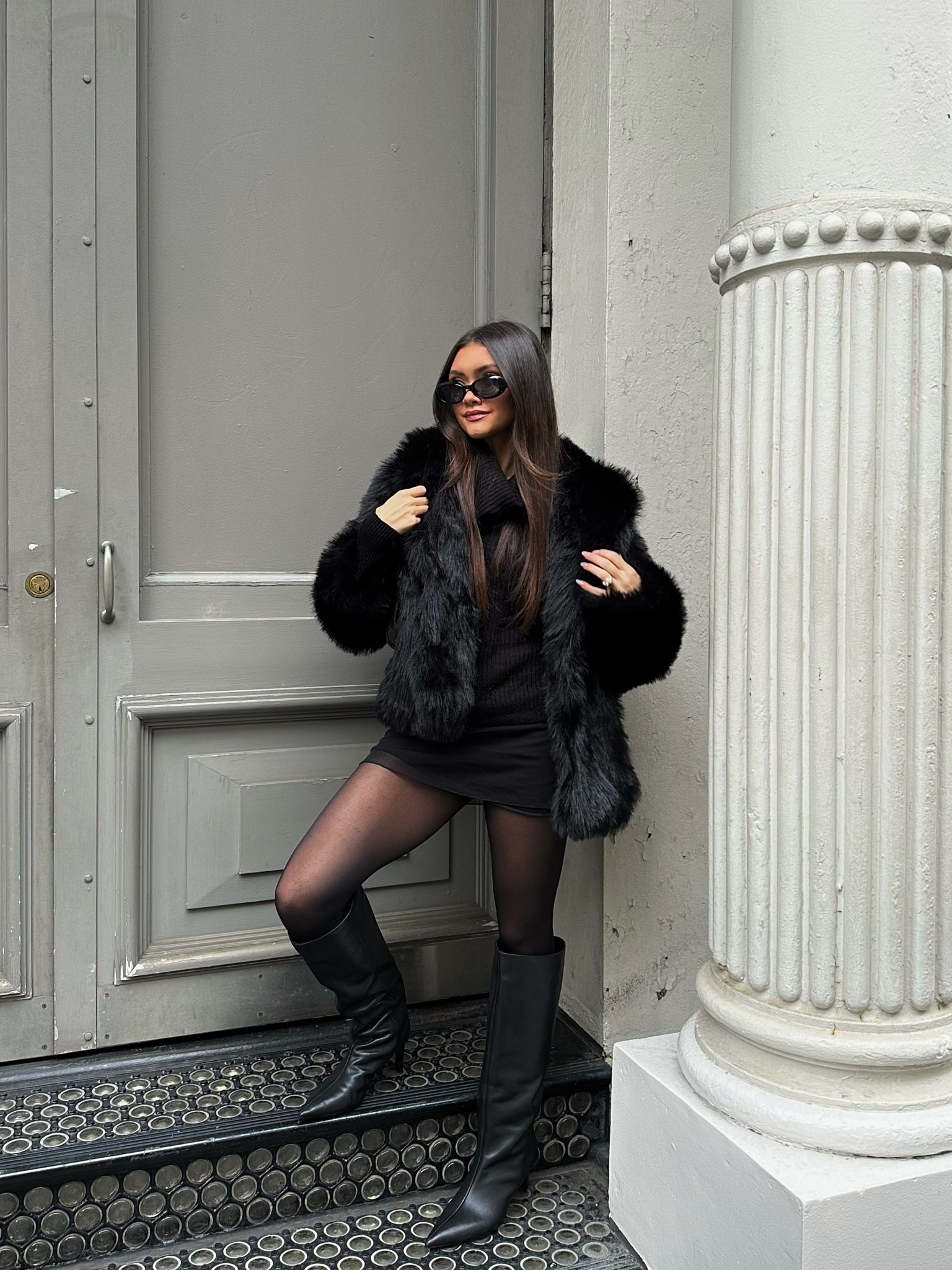 NYC winter street style  🚕❄️
Sweater is no longer sold, boots are Zara, skirt is Brandy Melville - I’ve linked similar products 
Jacket: Large
Tights: Small

#LTKSeasonal #LTKstyletip