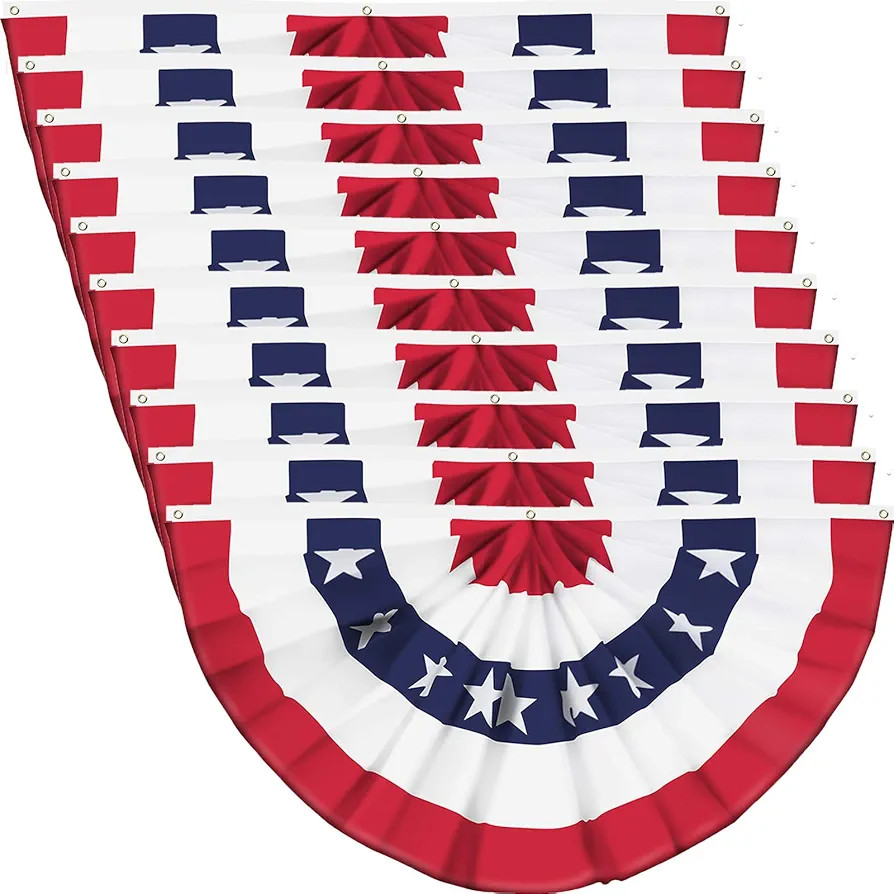 USA Pleated Fan Flag American US Bunting Flag Patriotic Half Fan Banner Flag with Canvas Header a... | Amazon (US)
