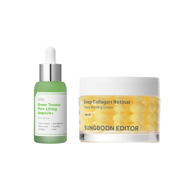 SUNGBOON EDITOR - Deep Collagen Retinol Power Boosting Capsule Cream - 50ml (1ea) + Green Tomato Pore Lifting Ampoule+ - 30ml... | Stylevana