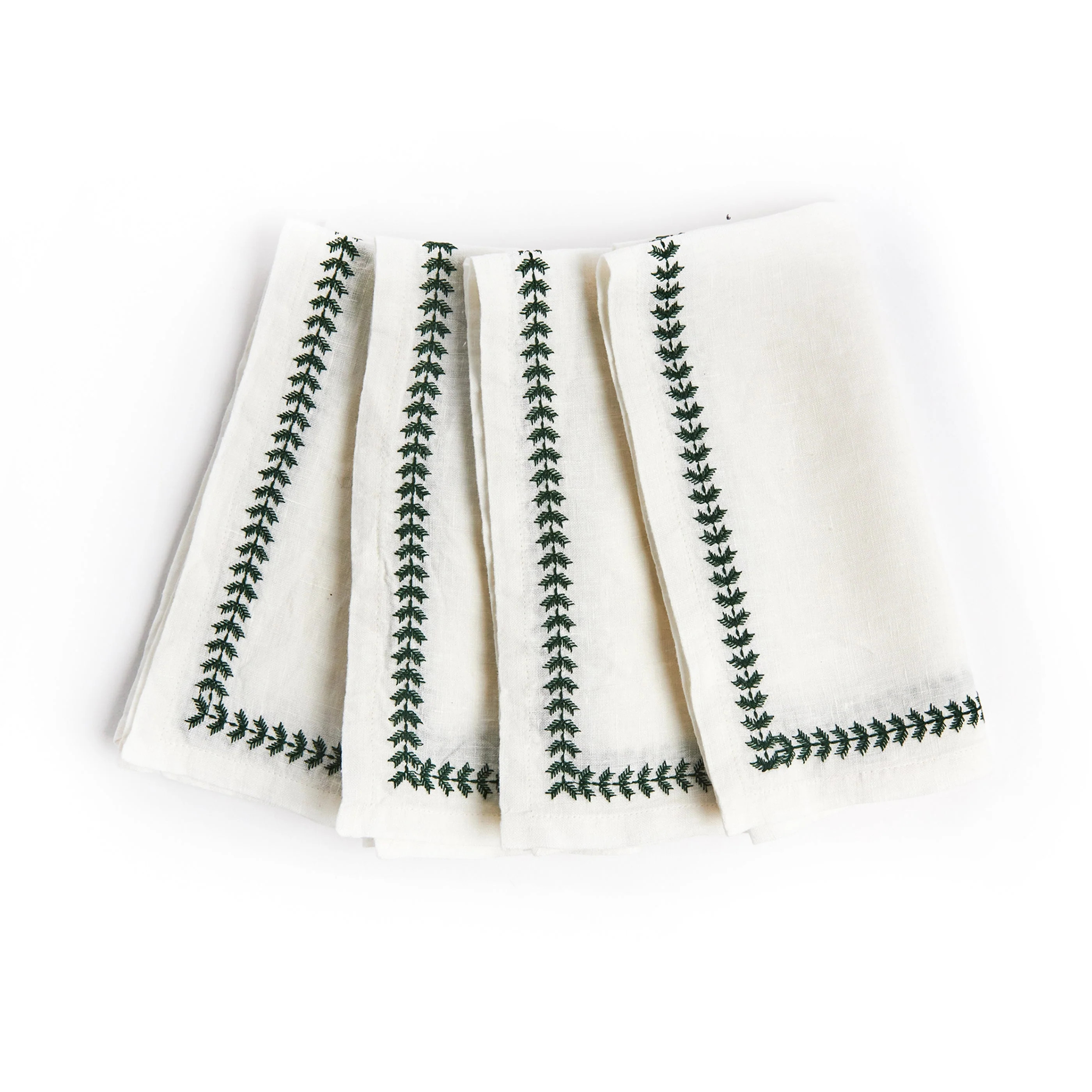 Monochrome Linen Embroidered Napkins Set of 4 | Stark Carpet