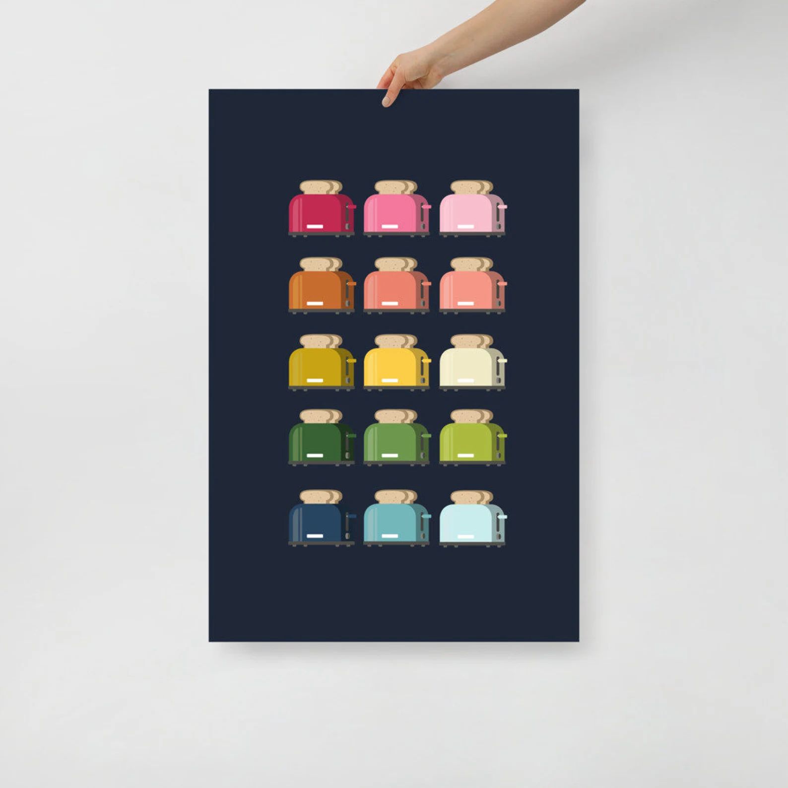 Kitchen Art: Colorful Toasters Art Print With Navy Blue - Etsy | Etsy (US)