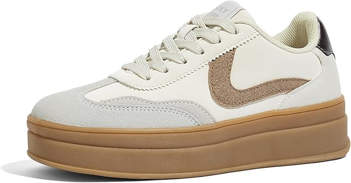LUCKY STEP Women's Platform Fashion Sneakers Retro Casual Comfortable Walking Shoes Thick Sole St... | Amazon (US)