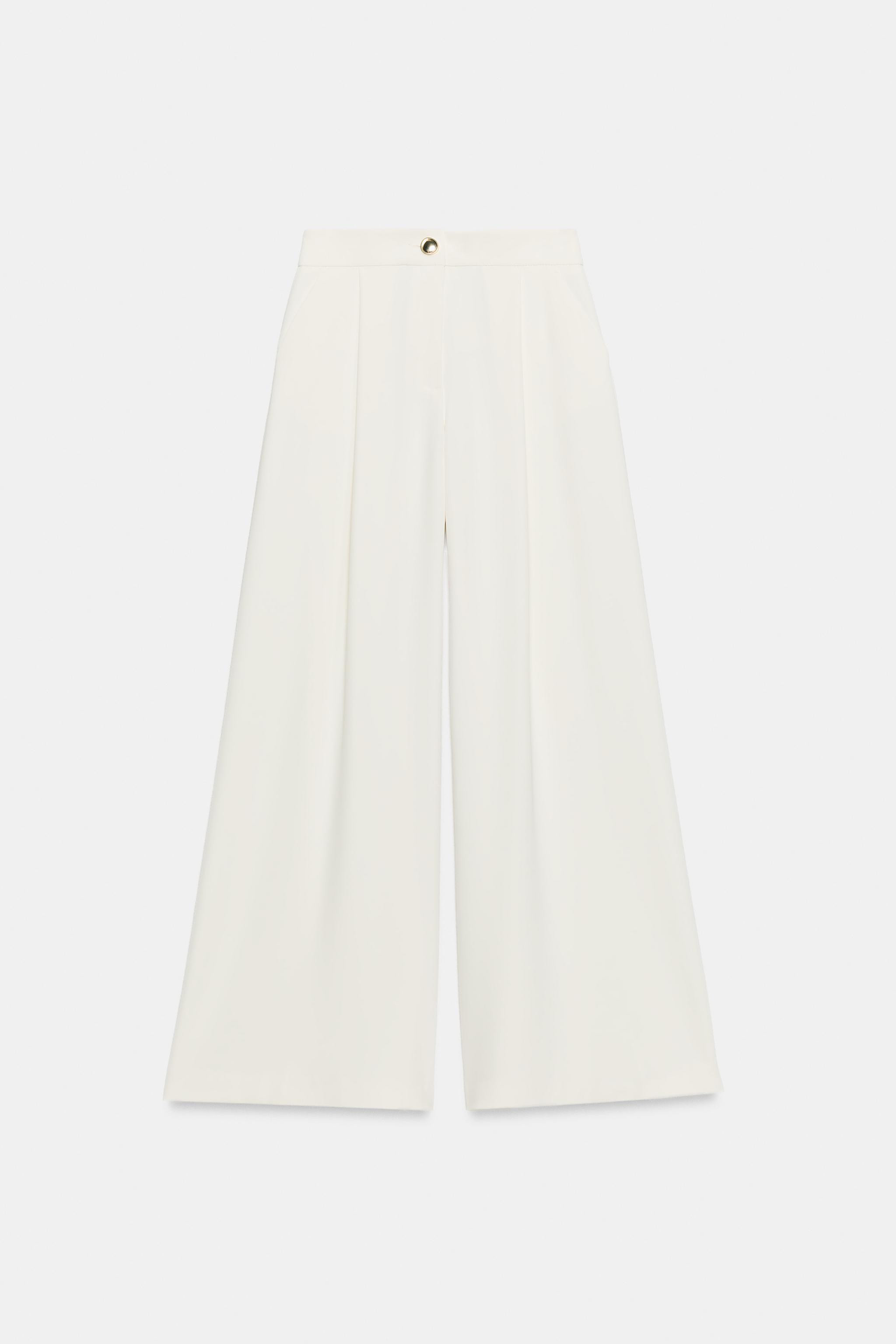 GOLD BUTTON PALAZZO PANTS | Zara US