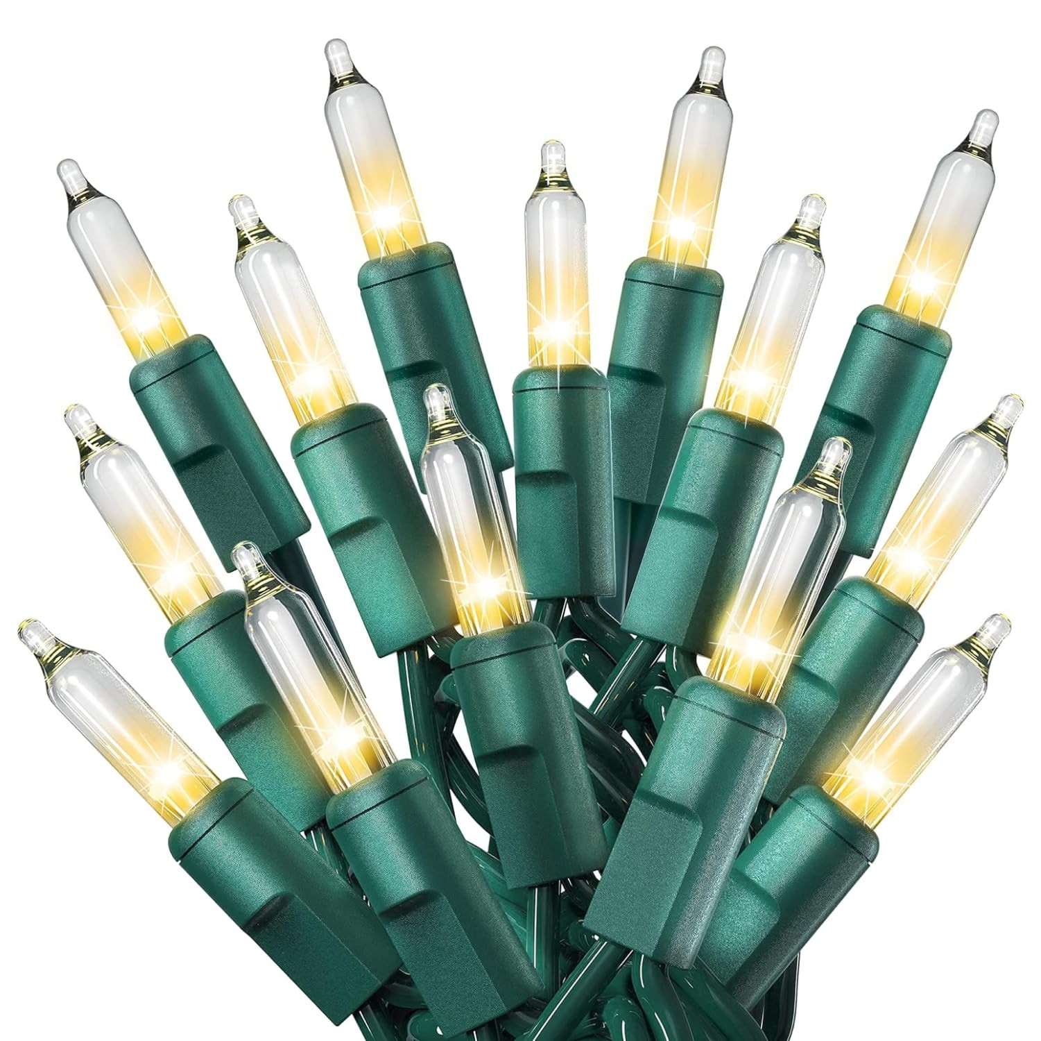 PREXTEX 300 Count Clear Christmas Tree Lights with Green Wire - 60 ft Warm White Twinkle Lights f... | Amazon (US)