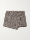 Click for more info about Herringbone tweed mini wrap skirt